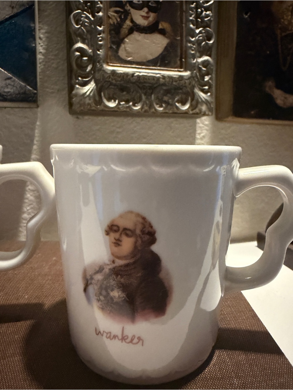 Fishs Eddy All in the Family Stoneware Mug Set Wrench & Wanker White - Picture 7 of 10